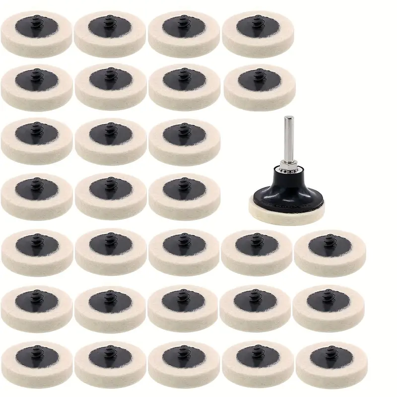 Wool Felt Polishing Pad, 2 Inch Polishing Pad with Shank, Quick Change Disc Roll Lock Surface Polishing Buffing Pads Wheels 6