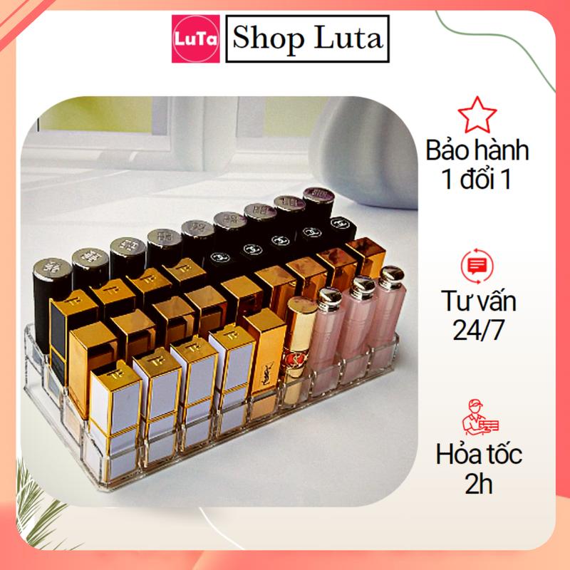 Khay Đựng Son, Mỹ Phẩm Bằng Mica Nhiều Ngăn 9, 24, 36 Ô Cao Cấp Giá Rẻ, Đúc Siêu Dày, Trong Suốt, Dể Dàng Vệ Sinh - Luta Shop - Bảo Hành 1 Đổi 1
