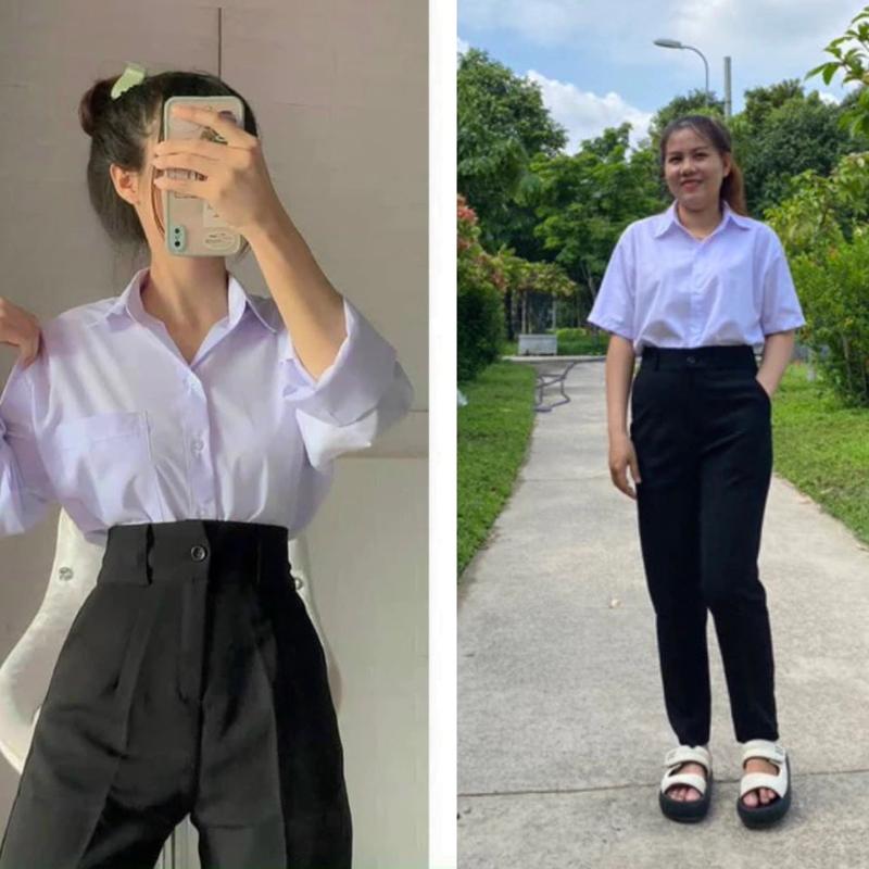 Quần Tây Một Nút Cài Thẳng Lưng Cao Dài 89cm 95cm 102cm Có Bigsize Dành Cho Học Sinh Công Sở Women Nữ Baggy