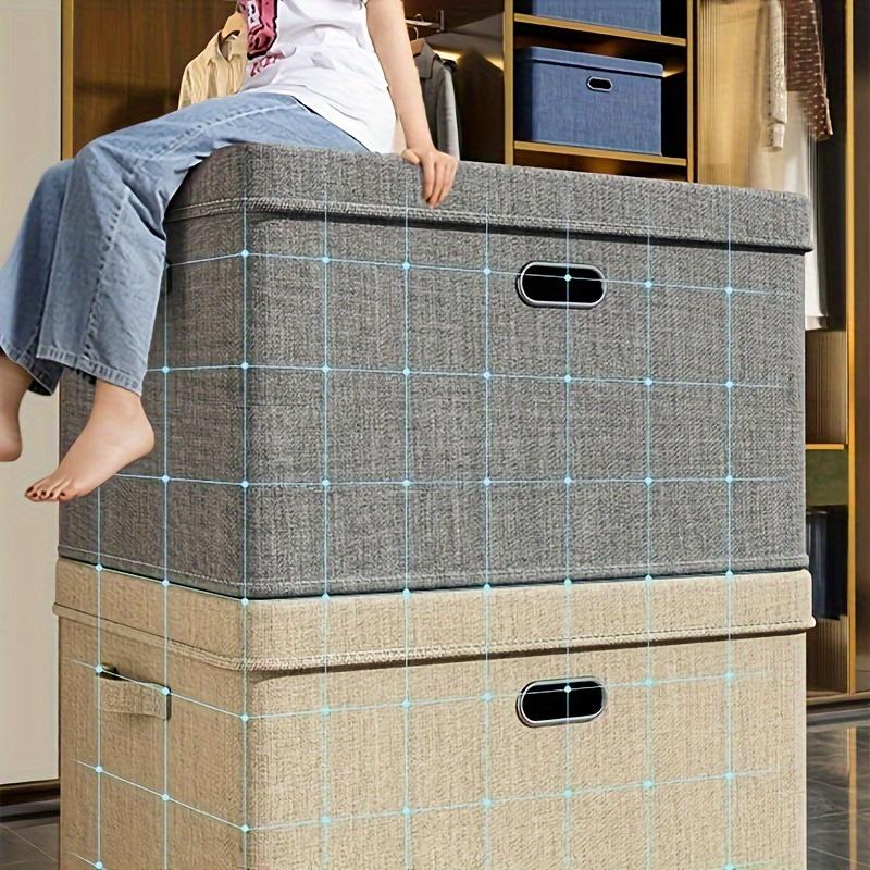 1pc Extra-Large Cotton Linen Storage Basket with Flip-Top Li - TikTok Shop