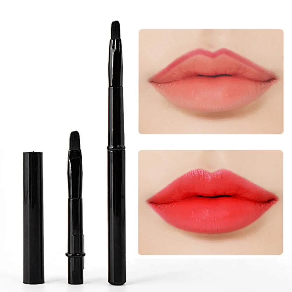 Lipstick Brush Portable Lip Brush With Cover Soft Hair Outline Lip Shape Suitable For Beginners Small Makeup Brush Lip Pencil