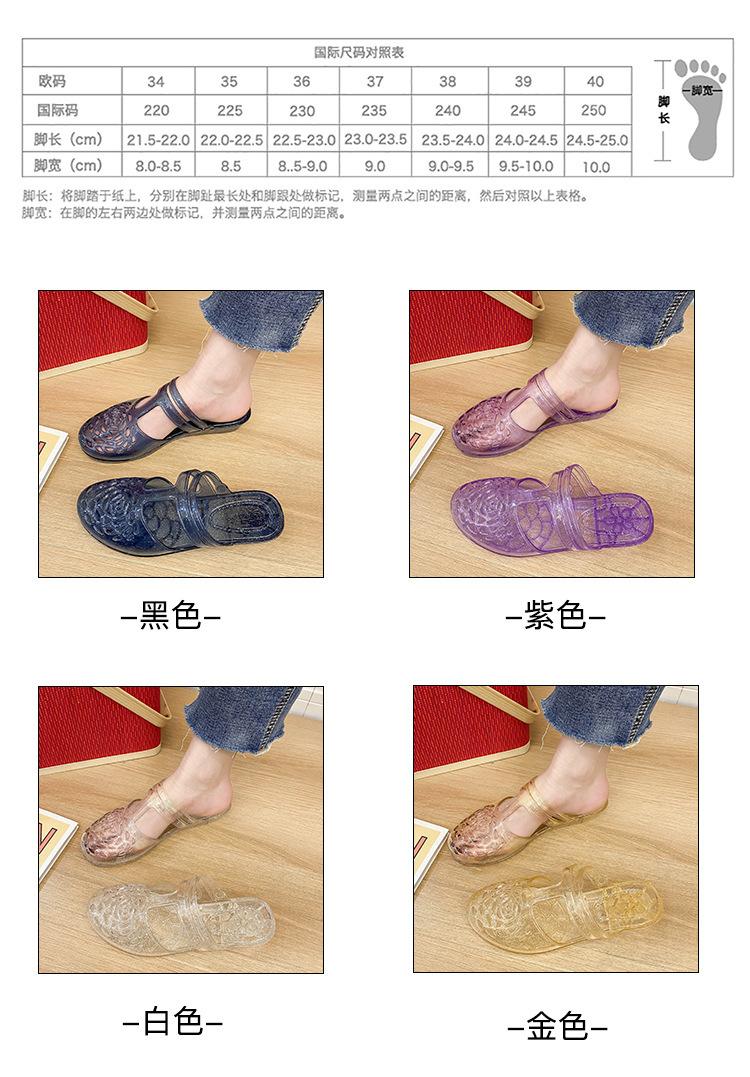 Product Introduction of Dép Lê Thời Trang, Xuyên Biên Giới, Dành Cho Nữ, Mặc Ngoài Trời Mùa Hè, Mũi Tròn, Khoét Lỗ Phẳng, Màu Trơn Chất Liệu PVC Trong Suốt, Phong Cách Thường Ngày Dép Lười Nữ 5