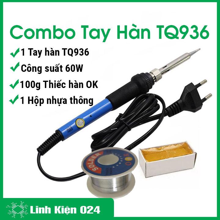 Combo tay hàn TQ936 kèm 100g thiếc hàn OK, 1 hộp nhựa thông giúp hàn mạch điện tử, sửa chữa tiện ích