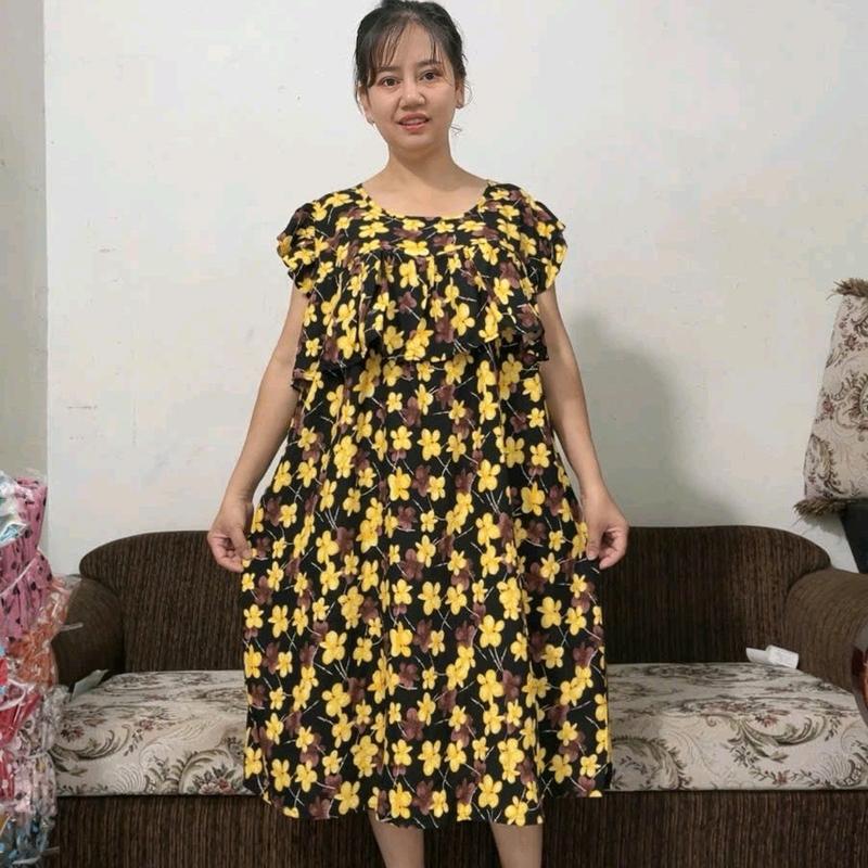 H-83 . Bộ Đầm Suông Tay Cánh Tiên Phối Rèm Bèo Nữ Mặc Nhà .Chất Liệu Vải Tole Lanh. Nhiều Họa Tiết Khác Nhau.