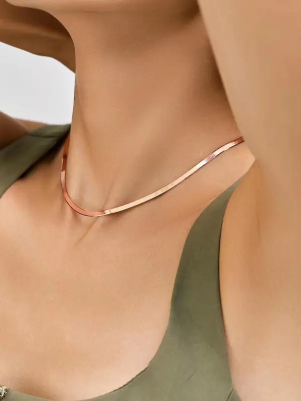 Simple Plain Stainless Steel Herringbone Chain Necklace, Fashion Jewelry for Party, Daily Clothing Decor, Trendy All-match & Exquisite Jewelry As Gift 6