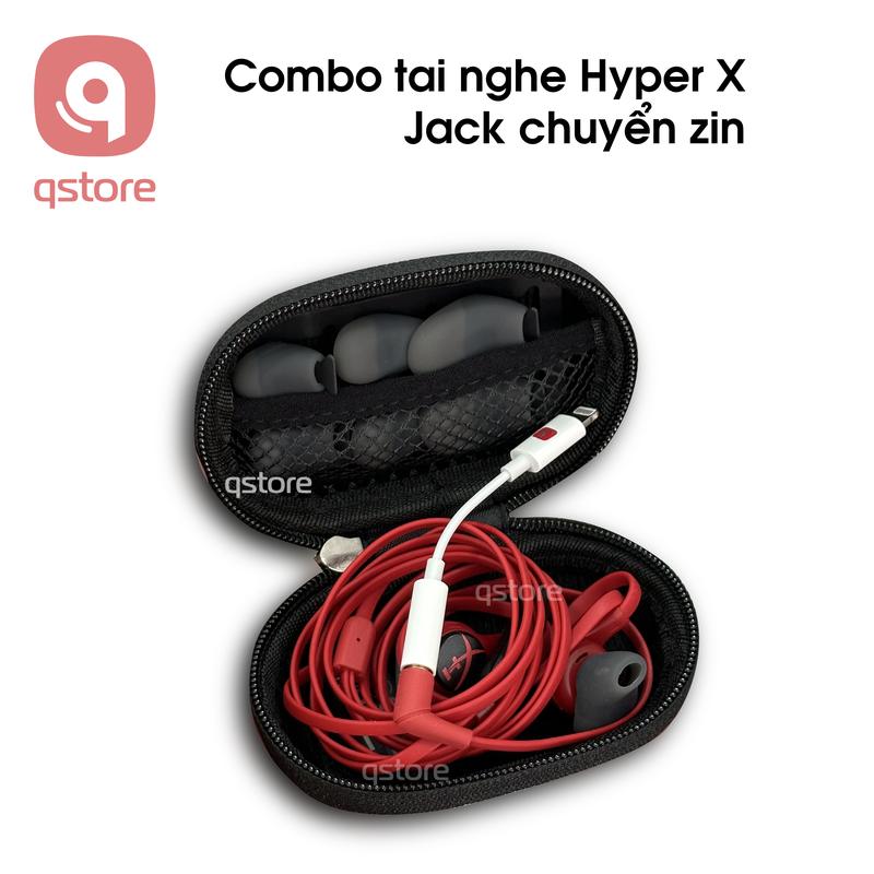 [Phụ kiện điện thoại] Combo Tai Nghe Earphone Hyper X 2 Và Jack Chuyển Zin Lighning Sang 3.5 Có Mic, Nghe Nhạc Âm Thanh Sống Động, BH 12 Tháng QSTORE