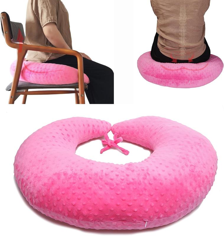 TikTok Shop 2024 BBL Pillow After Surgery for Butt Sleeping Brazilian Butt Lift Pillow Post Surgery Recovery for Sitting Sleeping Driving Donut Pillow for Woman Lumbar Back Cushion Seat Foam Pink Dot