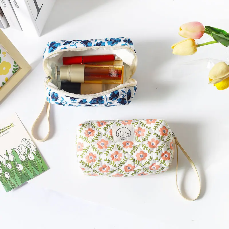 [Moneybagg] Floral Makeup Bag outing buggy bag dormitory storage cloth bag portable coin purse clutch phone bag small wallet purse