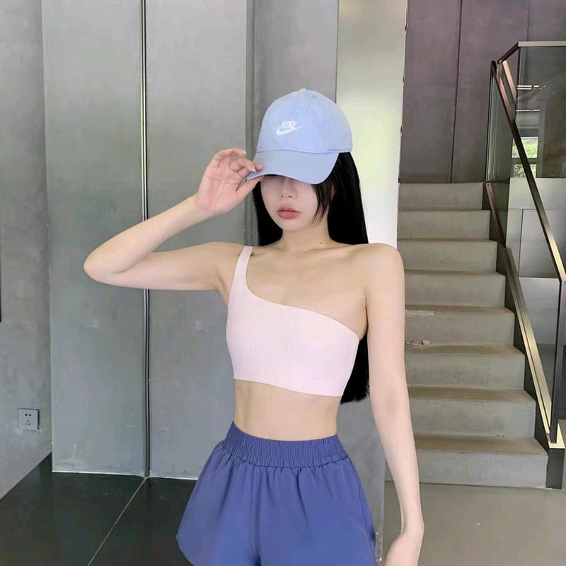 Áo bra thể thao A016 Coolmax thun tăm dáng lệch vai quyến rũ có mút sẵn cố định chống sốc tập gym yoga pilates cho nữ Sport Tập Yoga Top