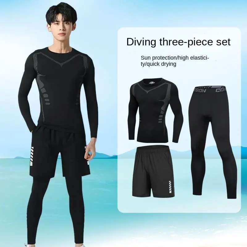 Diving Suit Swimsuit Suit Men's Full Body Sun Protection Long Sleeve Trousers Swimming Trunks Men's Swimming Snorkeling Quick-Drying Swimwear Jellyfish