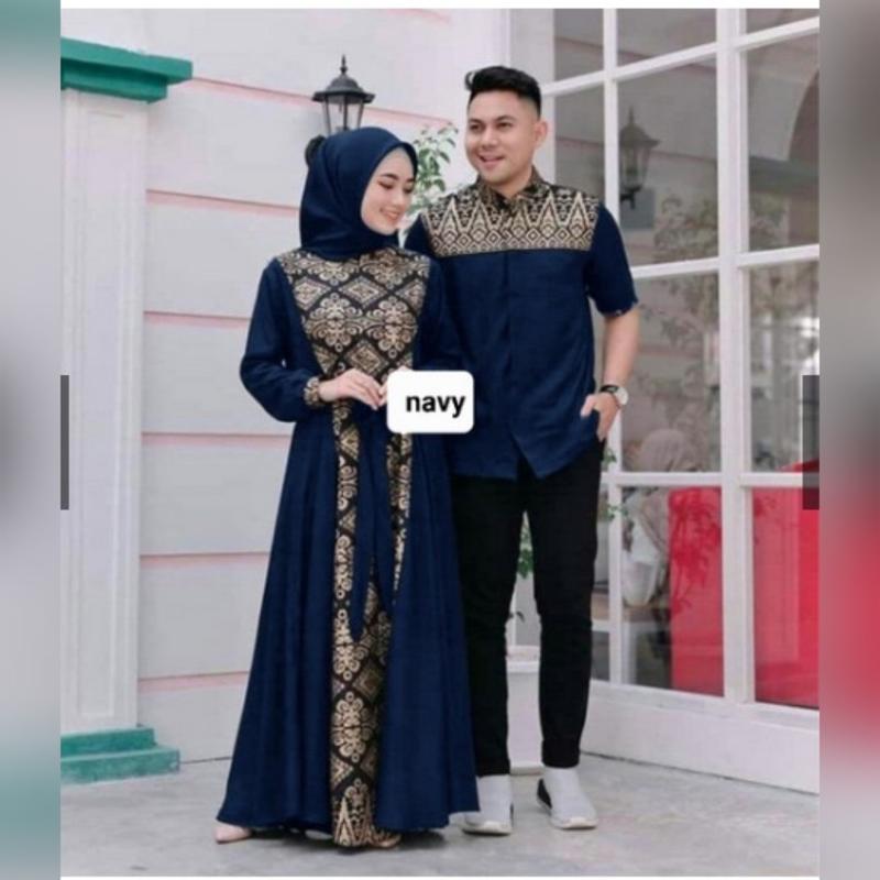 Product Introduction of COUPLE IRWANSYAH DI JAMIN REAL PIC/COD YA KK/BAJU PASANGAN KOMBY BATIK GOLD ADA 3 SIZE UKURAN M,L,XL Gamis Muslim Keluarga Dress Panjang Kondangan Lebaran 6