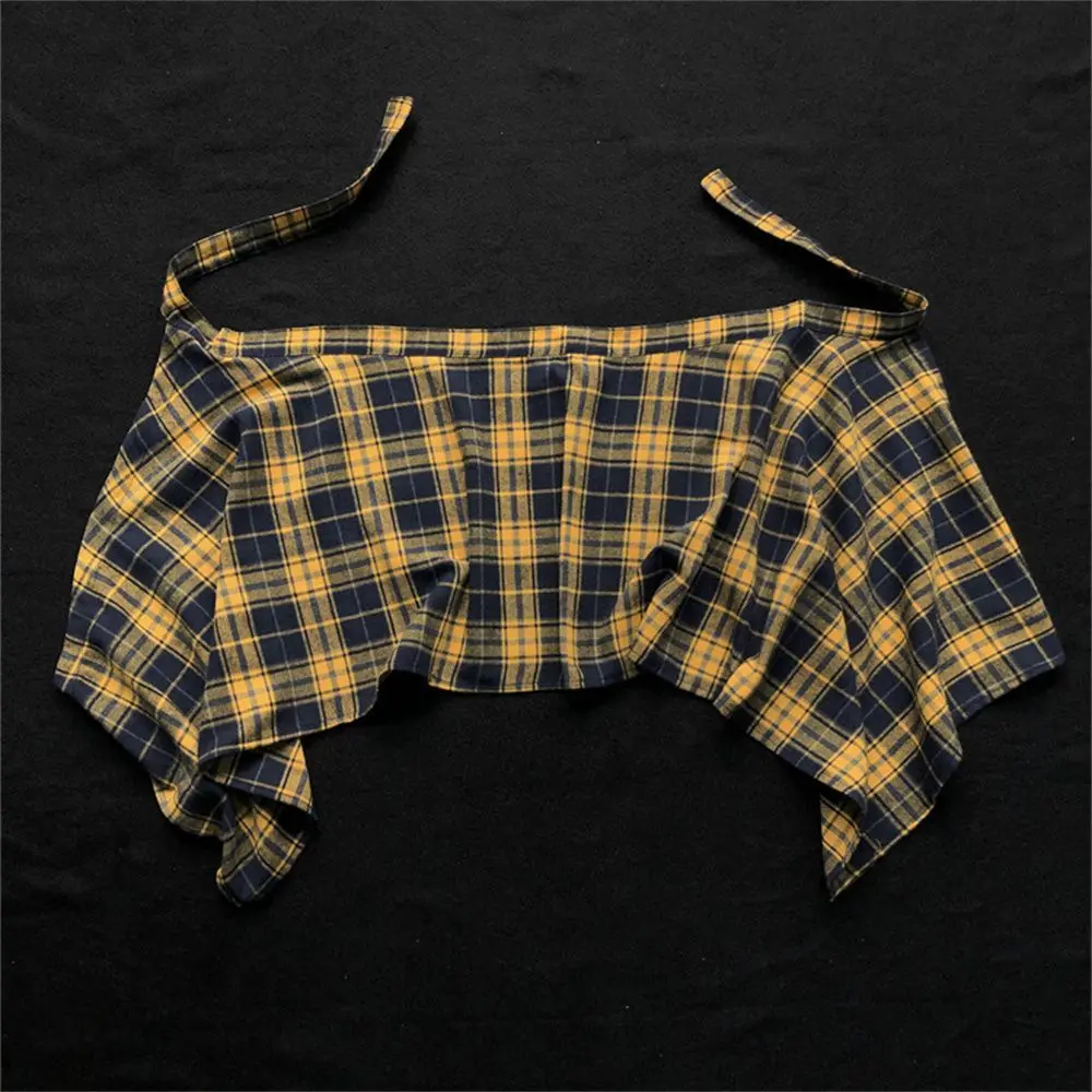 2025 High Quality [1821 Repurchase] One-Piece Fart Curtain Plaid Shirt Thigh-Length Skirt Fart Curtain Decoration Short Sleeve Plaid Shirt Two-Piece Set Dopamine Wear Match Hot Sale