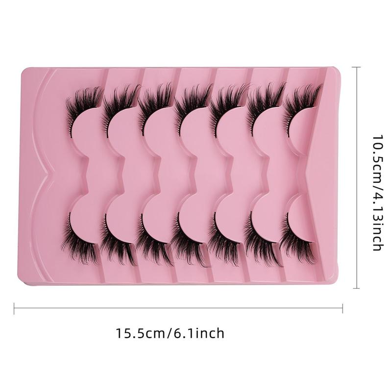 Product Introduction of Natural Half Cut False Eyelashes, 7 Pairs Wispy Cat Eye Look Faux Lashes, Volumized False Eyelashes for Women and Girls Eye Makeup Enhancement, Thick Volume 1
