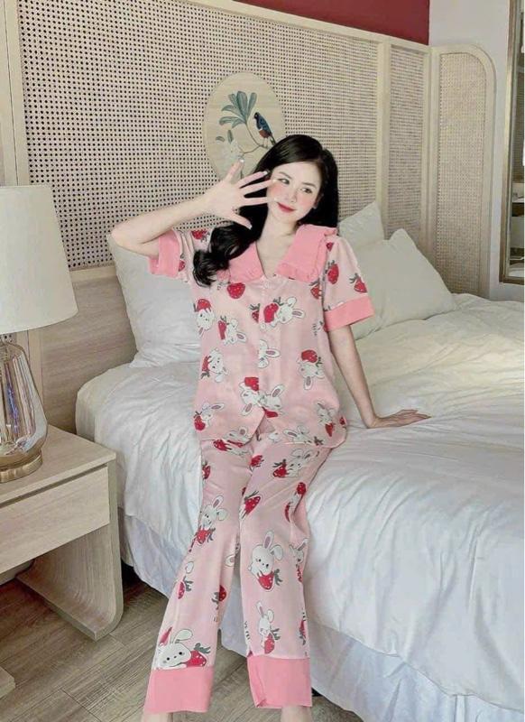 Product Introduction of [MUA 3 GIÁ TỐT] Bộ Đồ Ngủ Pyjama Nữ Áo Cộc Quần Dài – Thiết Kế Phối Viền Xinh Xắn, Họa Tiết Cute, Form Rộng Thoáng Mát (Size M, L 35-57kg) - Phụ Hợp Mặc Ở Nhà hay Đi Chơi 23