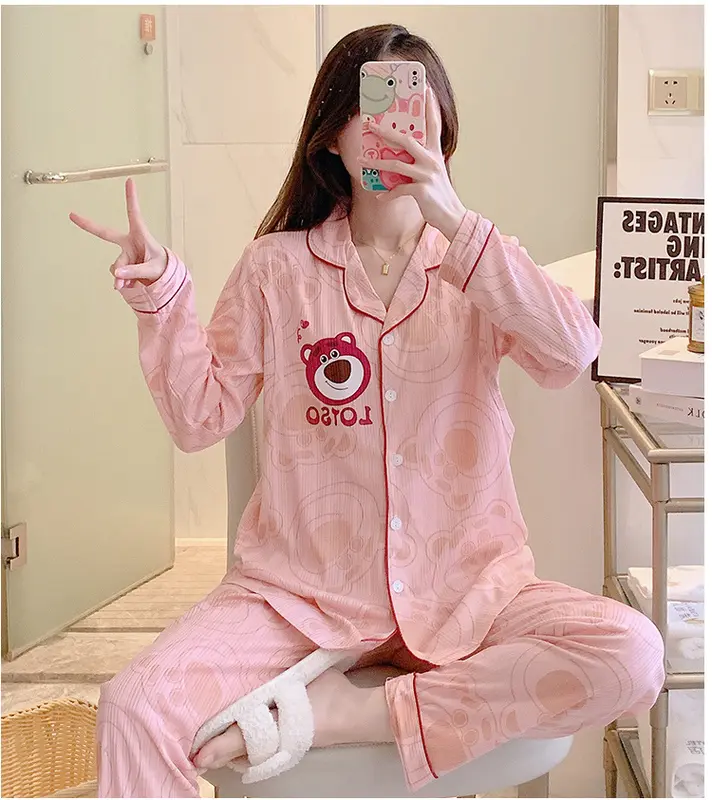 Bộ Đồ Bầu Sau Sinh Dài Tay Có Khe Mở Cho Con Bú Chất Liệu Cotton 4