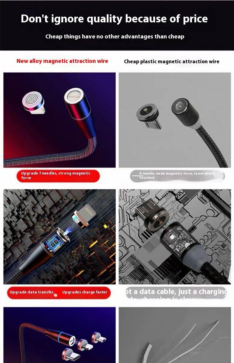 Product Introduction of Magnetic suction data cable three in one super fast charging magnetic suction charging wire flash charging wire magnetic suction cable creative magnetic data cable Mobile Phone Accessories Led Smartphone 23