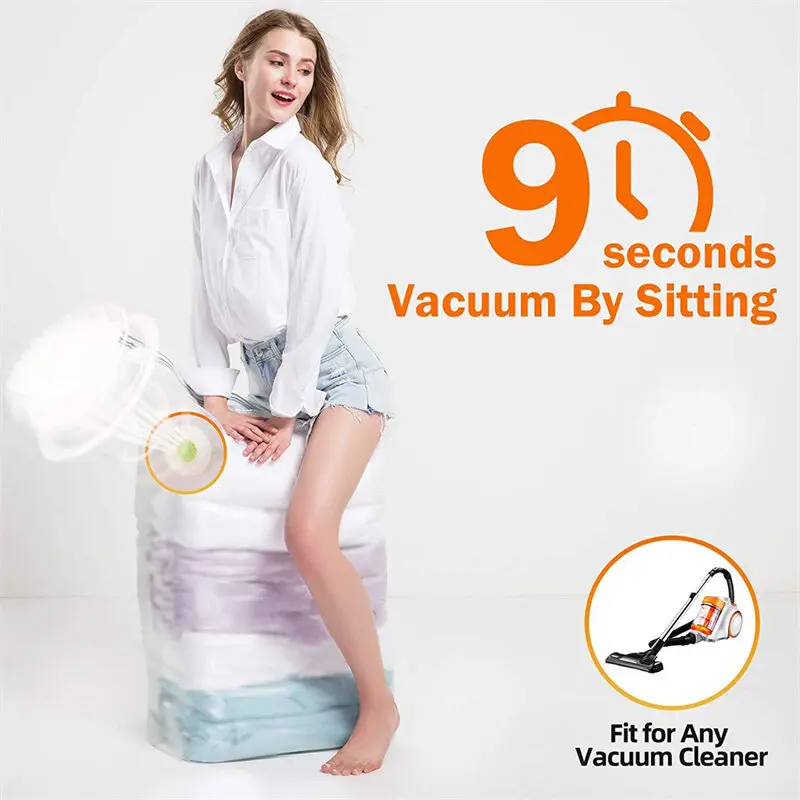 3D Vacuum Storage Bag No Pump Required Household Compression Sealed Bag Reusable Vacuum Storage Bag Clothes Quilt Pillow Space Saving Travel Compression Bag