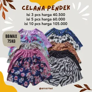 Celana Rayon Pendek motif dan polos Maks BB 75 KG Lembut Nyaman Bahan Rayon Size All Muat Sampai 75 KG Santai Dewasa Wanita kolor