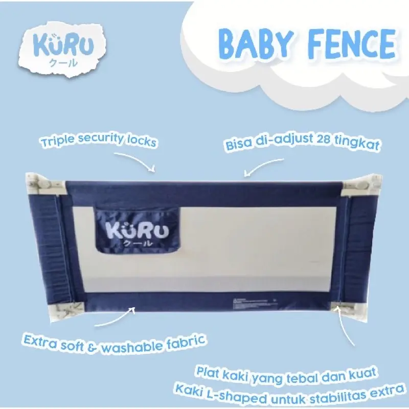 KURU Baby Bedrail 120 160 180 200cm Pembatas Pengaman Pagar Kasur Bayi Anti Jatuh READY!! Guard Pengaman Ranjang Kasur Bayi 0