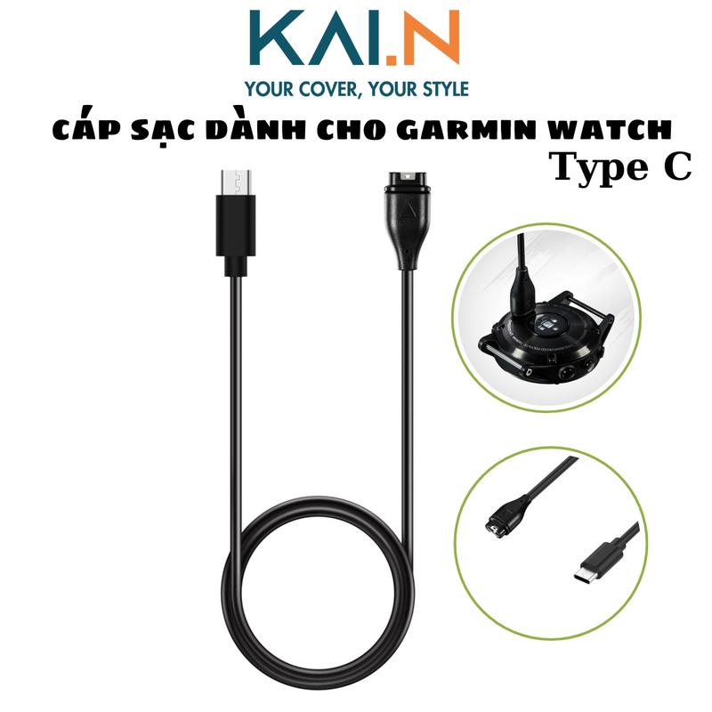Cáp sạc nhanh Kai.N Type C Dành Cho Đồng Hồ Garmin Fenix 7, Fenix 6,5, Epix, Forerunner 955, 945, 935, 245, 255, 45, 645,... Phụ Kiện Sạc Điện Thoại