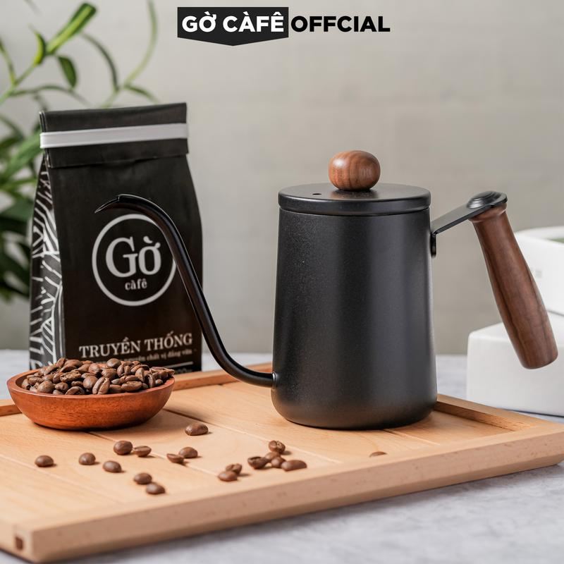 Bình rót cổ ngỗng - Bình pha cà phê inox 304 loại dày, có nắp - Gờ cafe