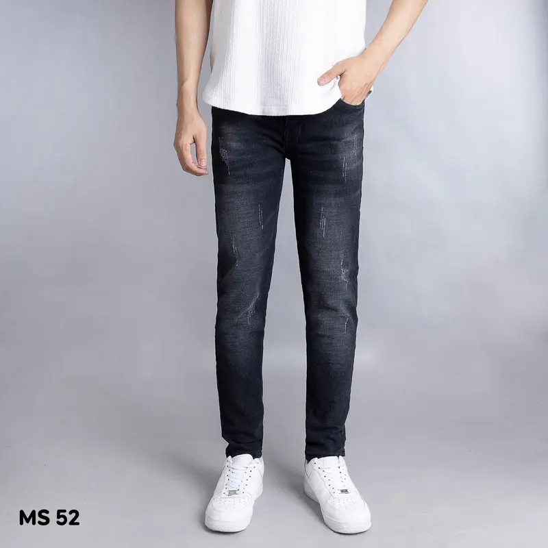 Quần jean dài nam màu đen wash trơn chất bò co dãn nhẹ QJ20 kiểu dáng skinny Menswear Pants 1