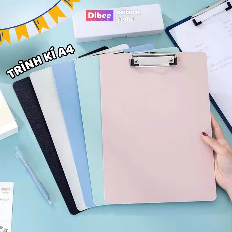 Kẹp tài liệu A4 DiBee ,bìa trình ký nhựa đơn, kẹp hồ sơ, bảng viết văn phòng phẩm màu pastel học sinh F175