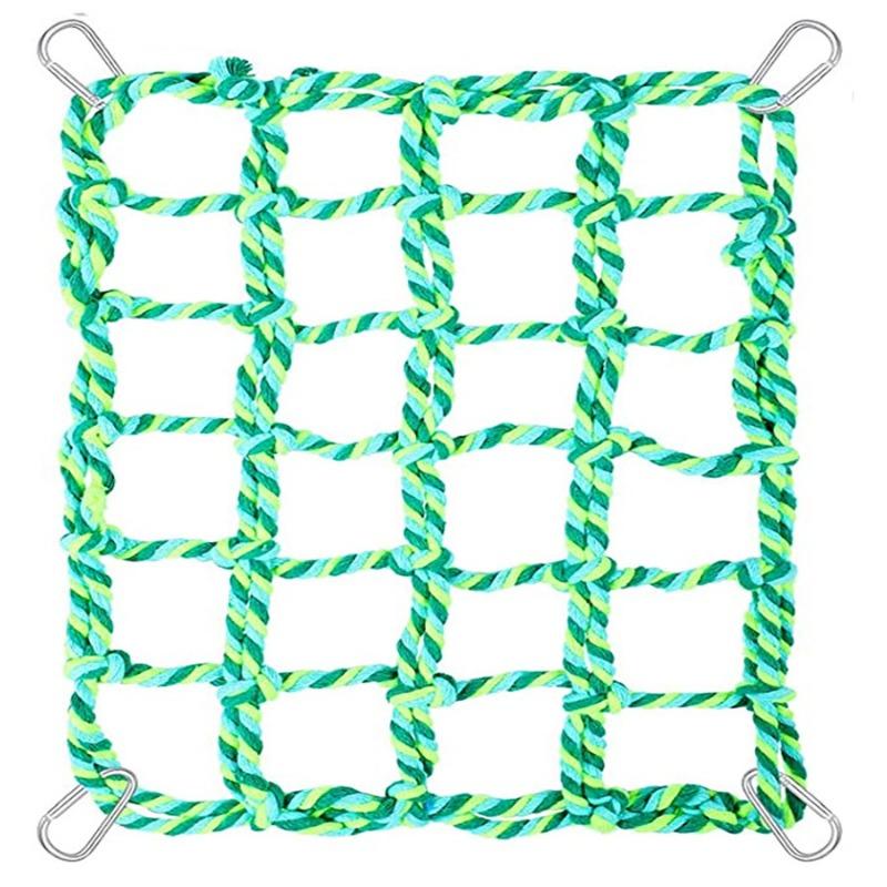 Product Introduction of New Creative Pet Hamster Squirrel Parrot Colorful Hand Woven Hook Climbing Net Home Parrot Toy Hammock Net Small Pet Supplies 6