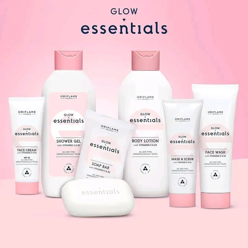 Glow Essentials Face Wash/Face Cream/Mask&Scrub with Vitamins E & B3 1