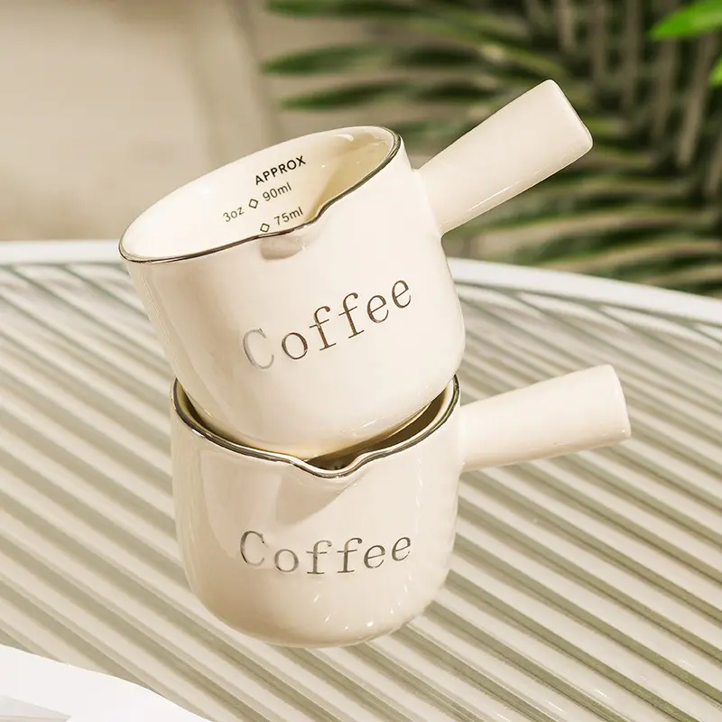 Cốc Đong Chia Độ Bằng Gốm, Cô Đặc 90Ml, Có Tay Cầm, Hộp Đựng Chất Lỏng, Cốc Sữa 1