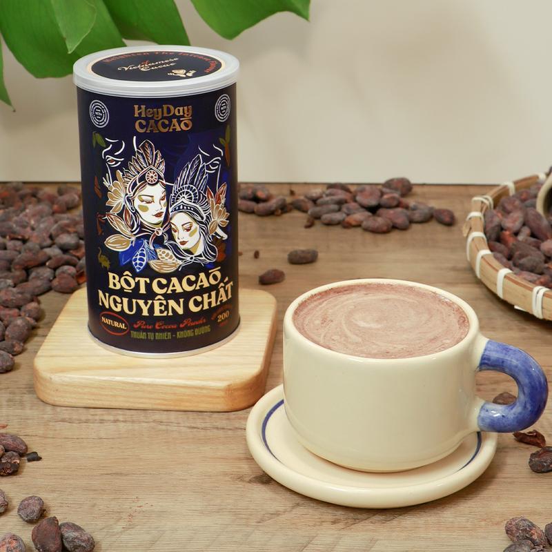  Bột Cacao Nguyên Chất - Dòng Natural Không Kiềm Hóa - Lon 200g - Heyday Cacao 