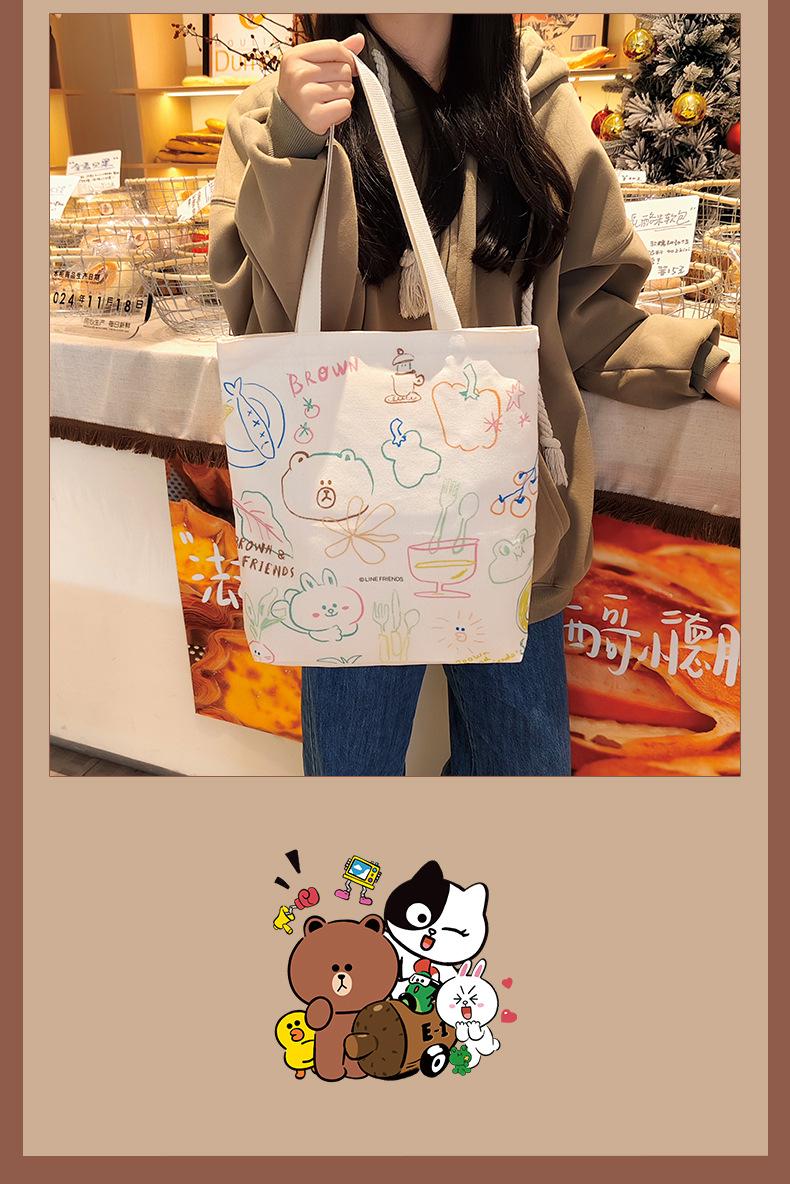 Product Introduction of Official Brown Bear Canvas Bag 2025 New Student Artistic Shoulder Bag| Men's Study Tote 22