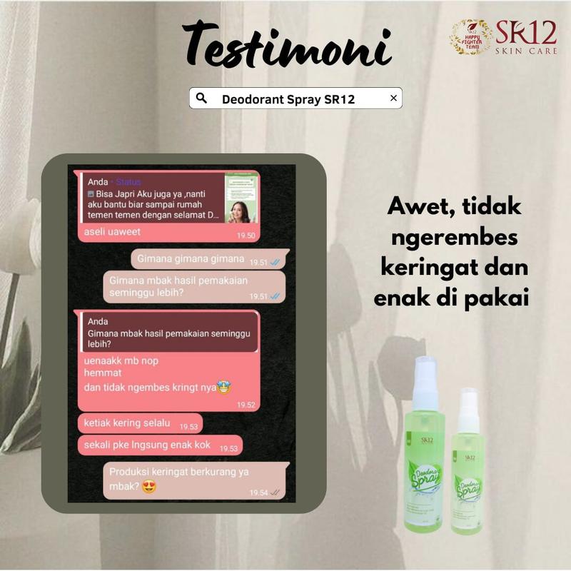 Deodorant Spray SR12 Herbal Ampuh Atasi Bau Badan Keringat Berlebih Mencerahkan BPOM 5
