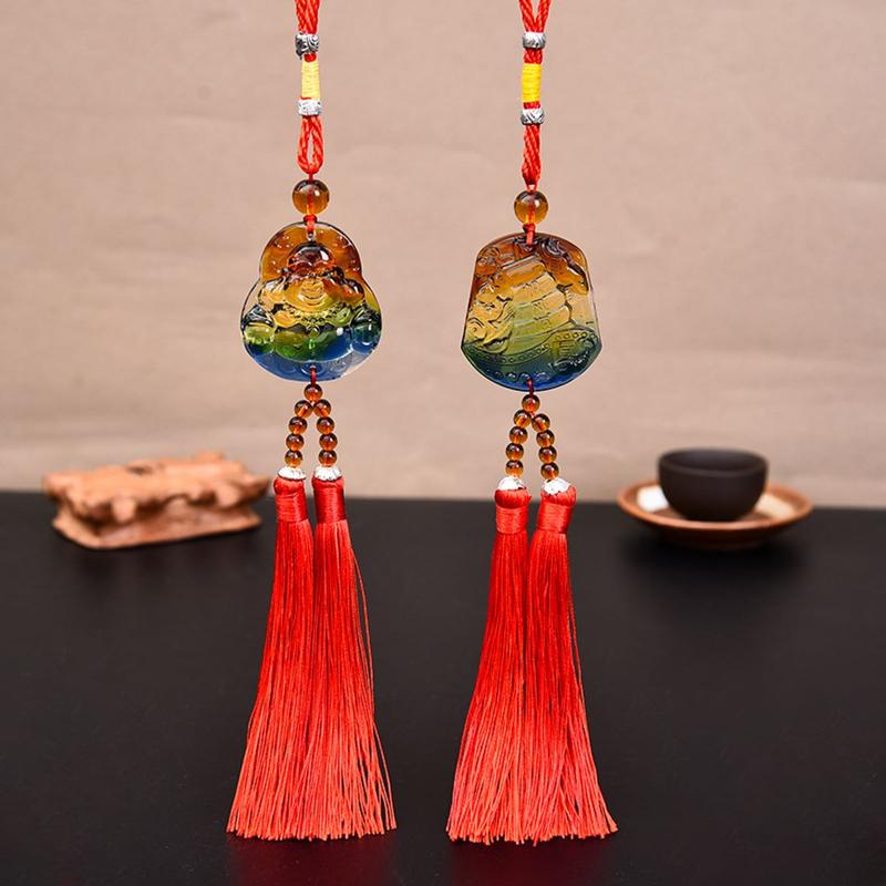 Khánh treo xe ô tô Phong Thủy tượng Phật Di Lặc Quan Thế Âm Vòng Bình An thiết kế hai mặt dây treo kính ô tô trang trí nội thất xe hơi