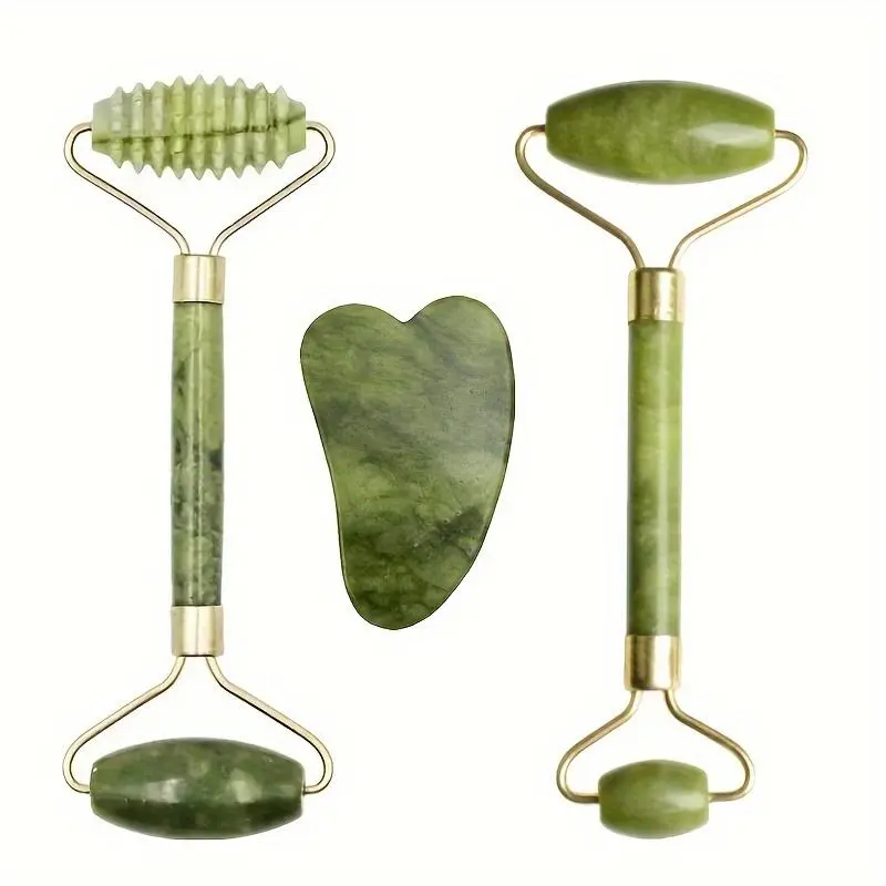 Jade Roller & Gua Sha Board Set, 2 Counts/set Manual Face Massager, Professional Facial Massage Tool for Face, Eye, Neck 4