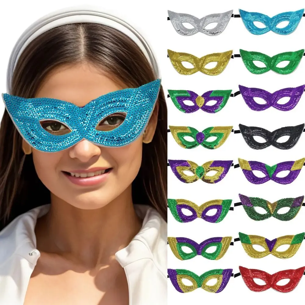 Creative Party Supplies Sequins Mask Hollow Out Color-Matching Half Face Mask Makeup Plastic Venice Masquerade Masks Mardi Gras