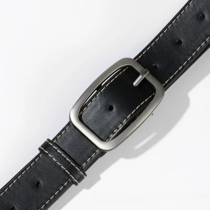 Thắt lưng khoá cài nam nữ dây nịt da thời trang Hàn Quốc dây lưng 3.3cm màu đen quà tặng cho nam PADAS MENSWEAR 4