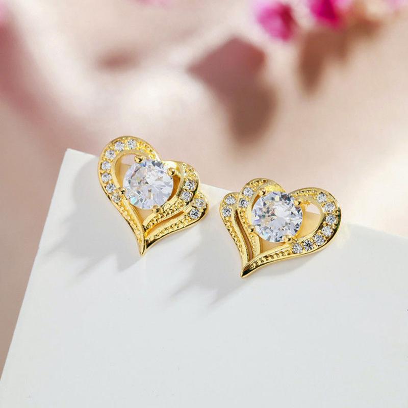 Bông Tai Nữ, Hình Trái Tim, Đồ Trang Sức Thời Trang, Làm Bằng Hợp Kim, Đinh Tán Tai, Pl.Q-1 Đôi, Thích Hợp Làm Quà Tặng Trang Sức Cho Bữa Tiệc 1