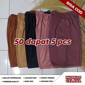 Daicy Shorts Celana Pendek Wanita 5 Pcs S M L XL 3L 4L 5L 6L Rayon Katun Polos Mini Low Waist A-Line Hitam Twill Kulot