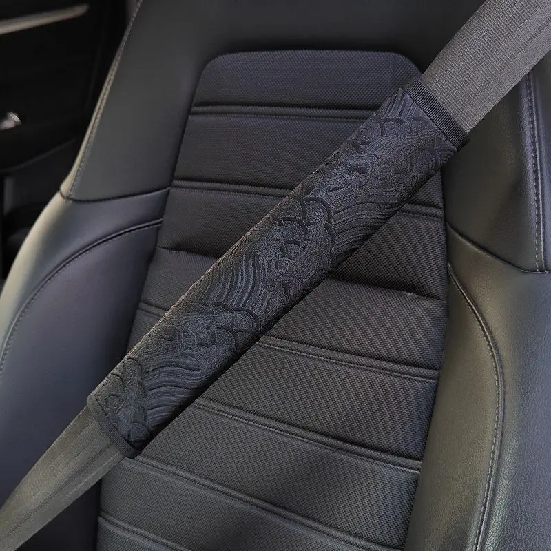 JDM Car Safety Belt Padded Shoulder Sets Embroidery Brocade Personality Four Seasons Universal Car Interior Safety Belt Protection