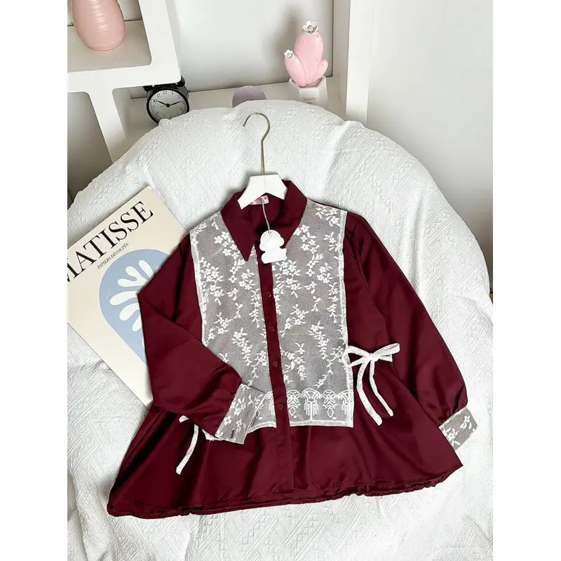TREXUS - ZFS BLOUSE HARUKA KOMBINASI BRUKAT TOP KEKINIAN / SOLYA BLOUSE / Atasan Wanita Brukat - Blouse Korea Kekinian - Baju Kerja