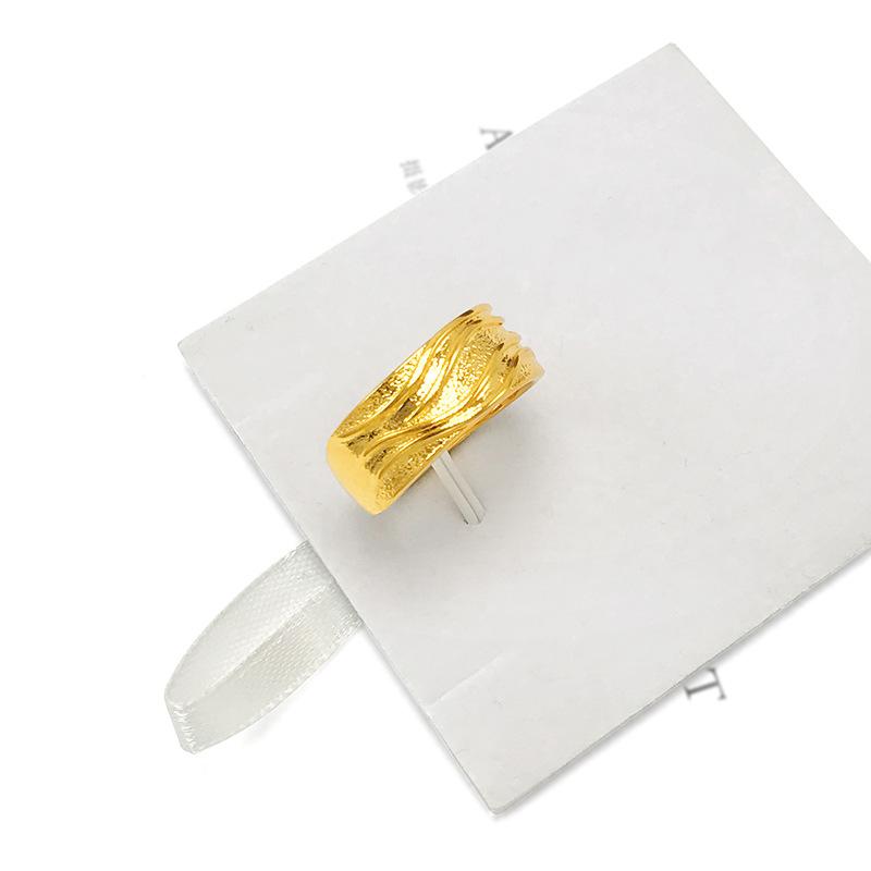 Product Introduction of Vietnam Placer Gold Ring Men's Fufa Fortune Dragon Word Live Mouth Ring Gold Plated Gilded Female Gem Mahjong Couple's Ring 34