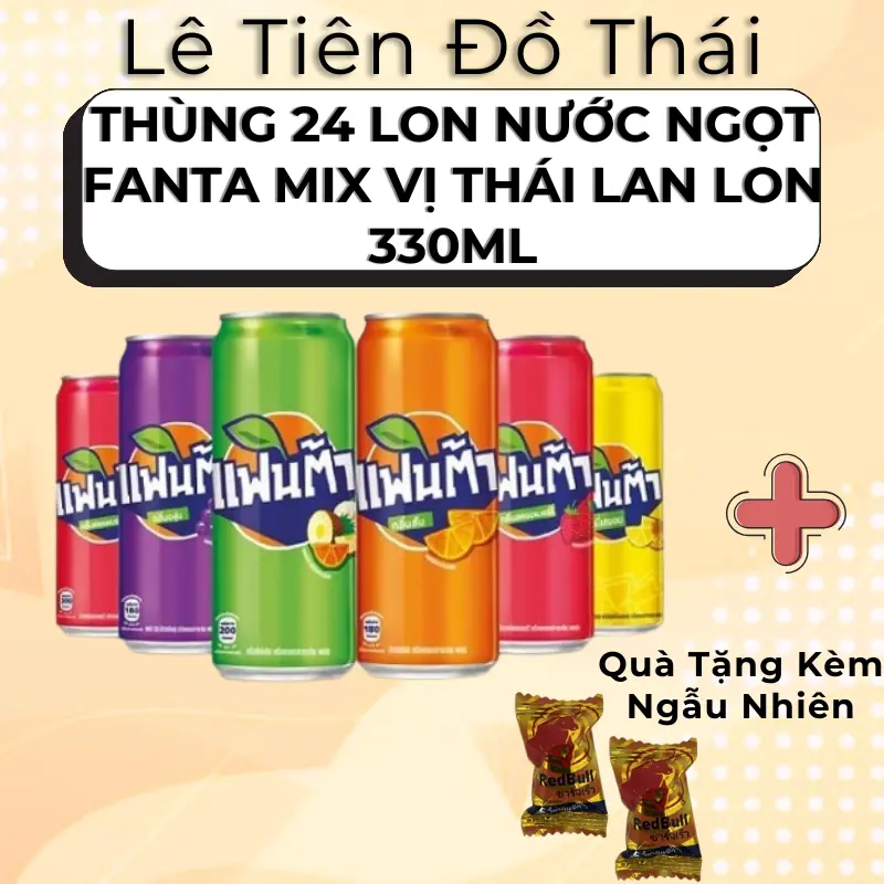 Thùng 24 Lon Nước Ngọt FANTA Mix Vị Thái Lan Lon 330ml