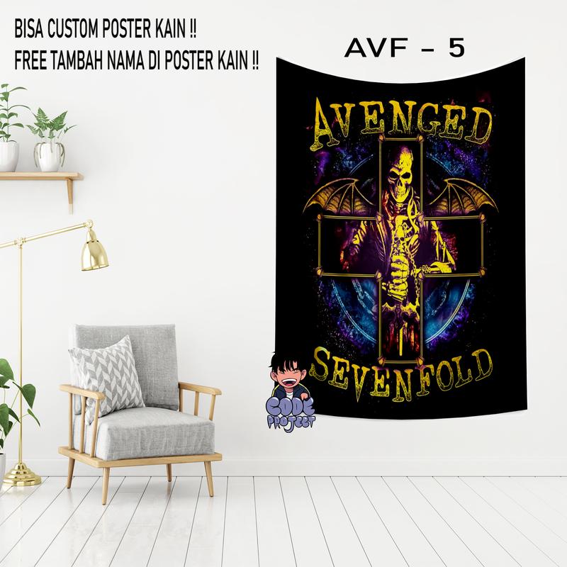 POSTER KAIN AVENGED SEVENFOLD - hiasan dinding kamar - dekorasi rumah dan kamar - pajangan dinding gambar avenged sevenfold - Ukuran 90x140cm 4