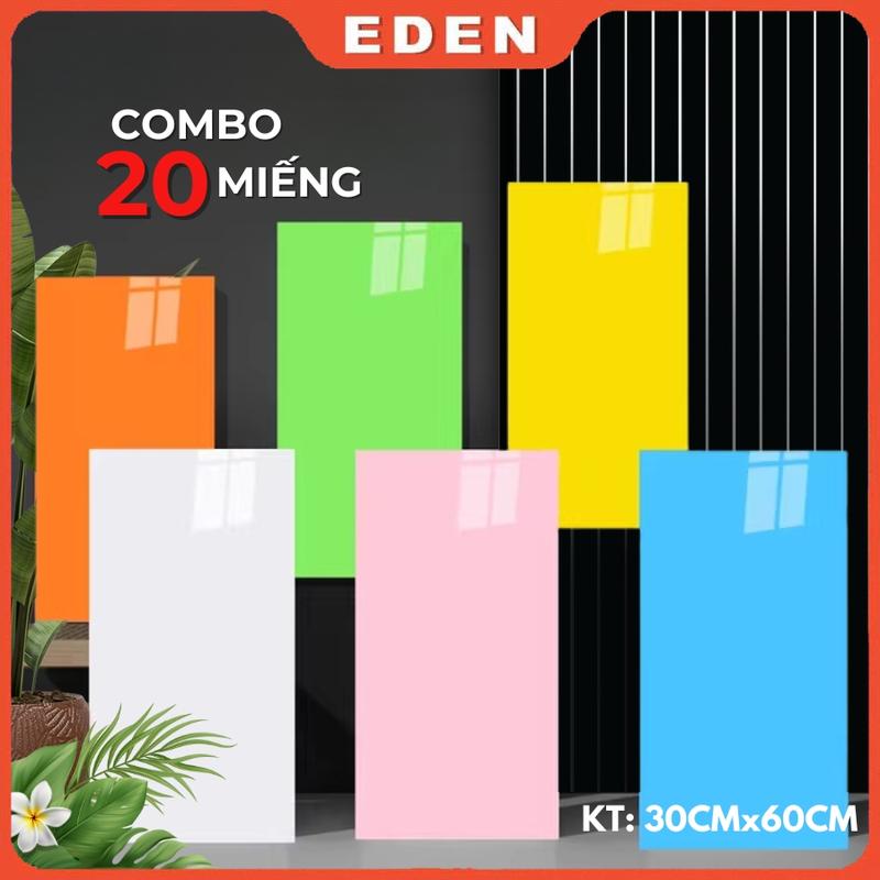   20 MIẾNG  Miếng dán tường giả đá thạch anh phủ pvc bóng KT 60x30cm có keo sẵn dễ thi công 