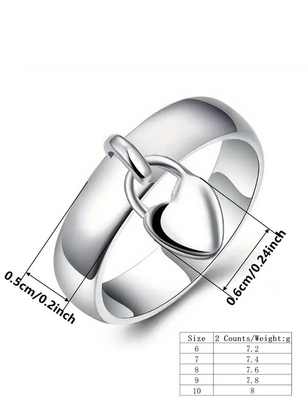 S925 Sterling Silver Heart Shaped Ring, Fashion Accessories for Women & Girls, Trendy All-match & Exquisite Jewelry for Birthday Gift 5