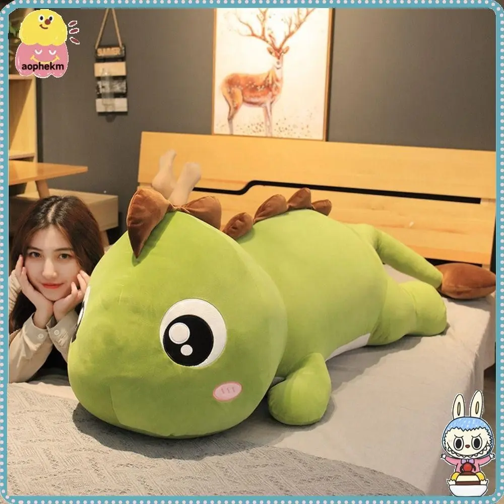 Aophekm Dinosaur Doll Toy, PP Cotton Plush Green Pink Stuffed Doll Toy, 60cm Big Eyes Soft Doll