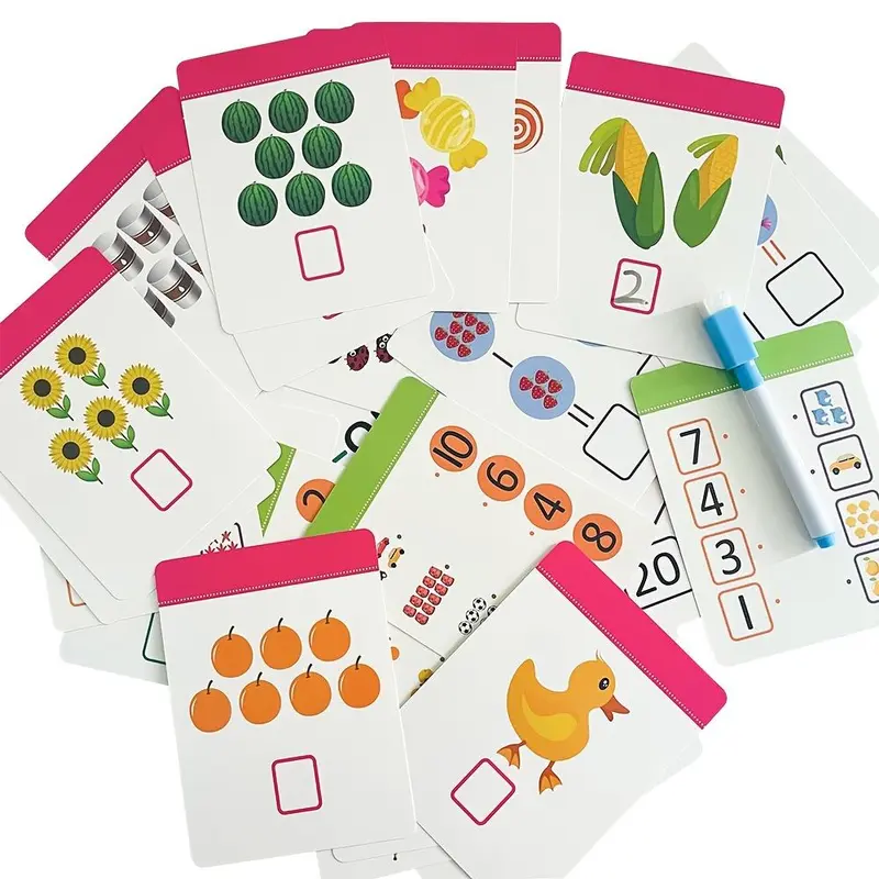 Alphabet/number/math Learning Card, 36pcs/set Learning Card with Erasable Pen, Learning Card for Preschoolers & Kindergarten Learning Activities,  Teenage Girl Gifts 8