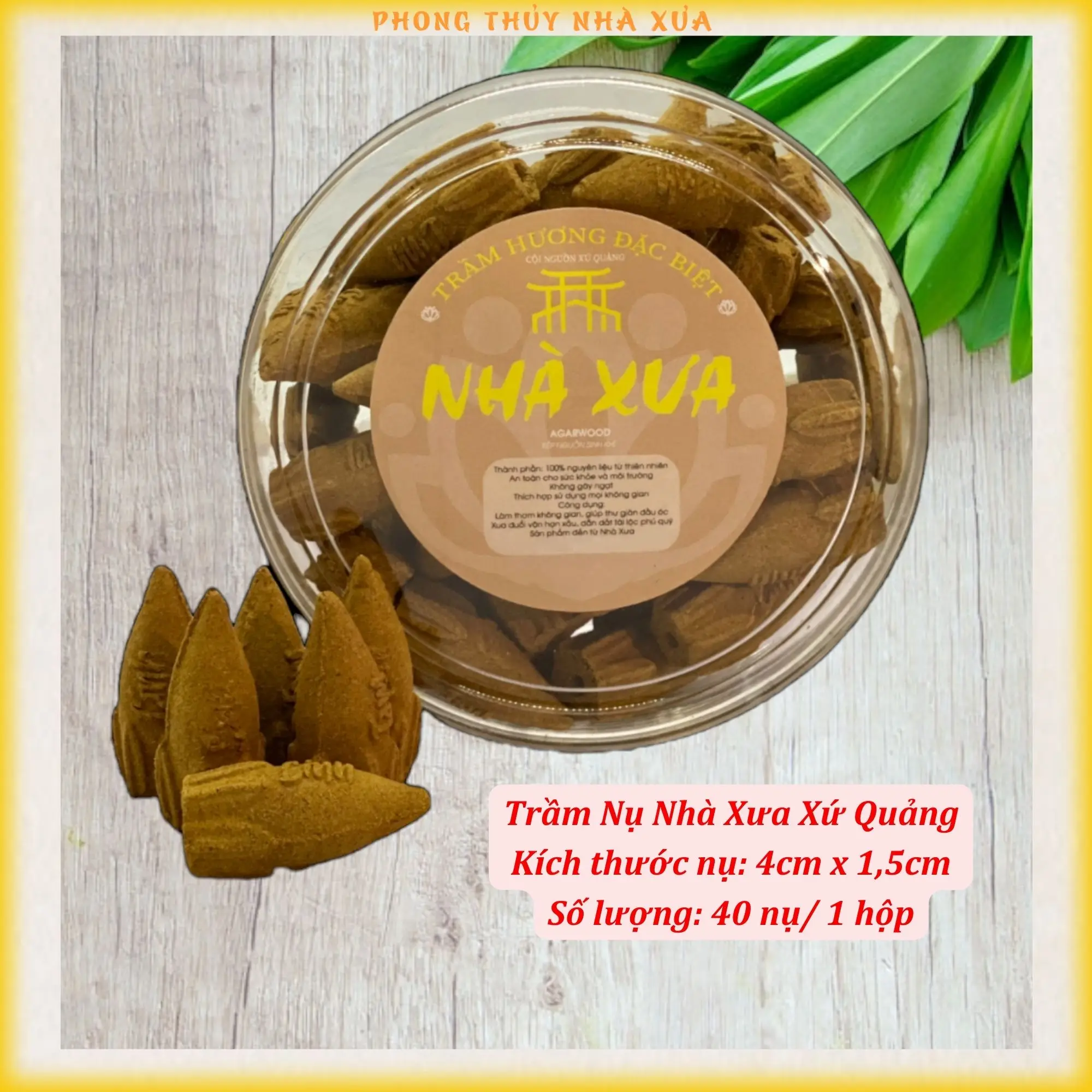 Nụ Trầm Hương Quảng Nam Nhà Xưa Cao Cấp Hộp 40 Nụ Dầu Thơm Phòng Dầu Thơm