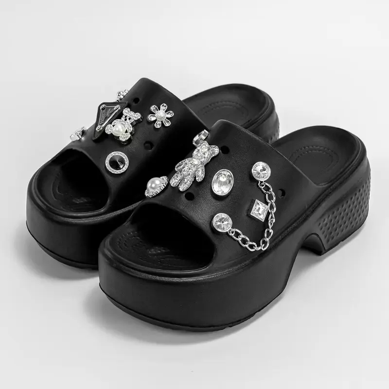 Dép nữ đế cao 6,5cm gắn charm siêu xinh xắn mã 205 - Chất liệu tốt tự nhiên - GiàY, Shoes DéP Nhung Len 3